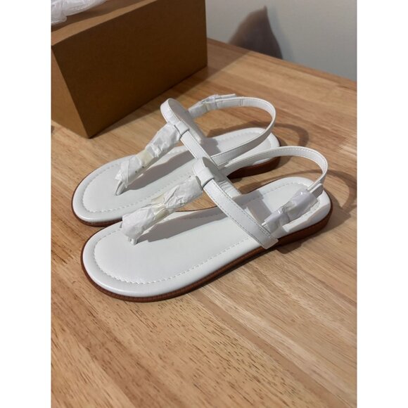 ermonn Other - Youth Size 4 T-Strap White Sandals With Brown Sole